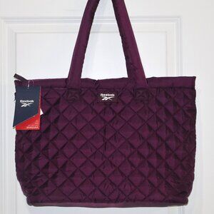Reebok Barbara Quilted Dark Purple Tote Bag 17L NWT